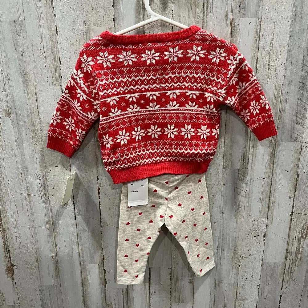 New! Tucker + Tate Holiday Christmas Red Jacquard Sweater & Pants Set 6 Months